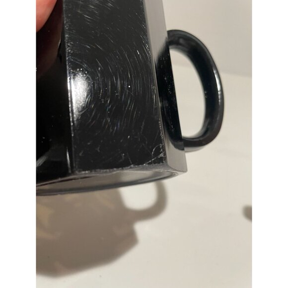3 Mid Century Style Black Glass Octagon Coffee Mugs Cups ARCOROC France OCTIME - Picture 13 of 14